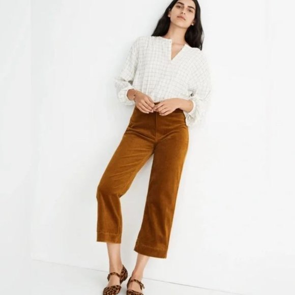 NWT Madewell Slim Emmett Crop Wide Corduroy Golden Rod Size 26 Petite - Picture 1 of 6